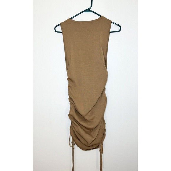 Lioness Military Minds Ruched Mini Bodycon Adjustable Tank Dress Sz XL, Camel - Picture 3 of 12